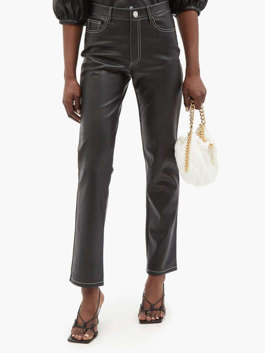 Black faux leather trousers