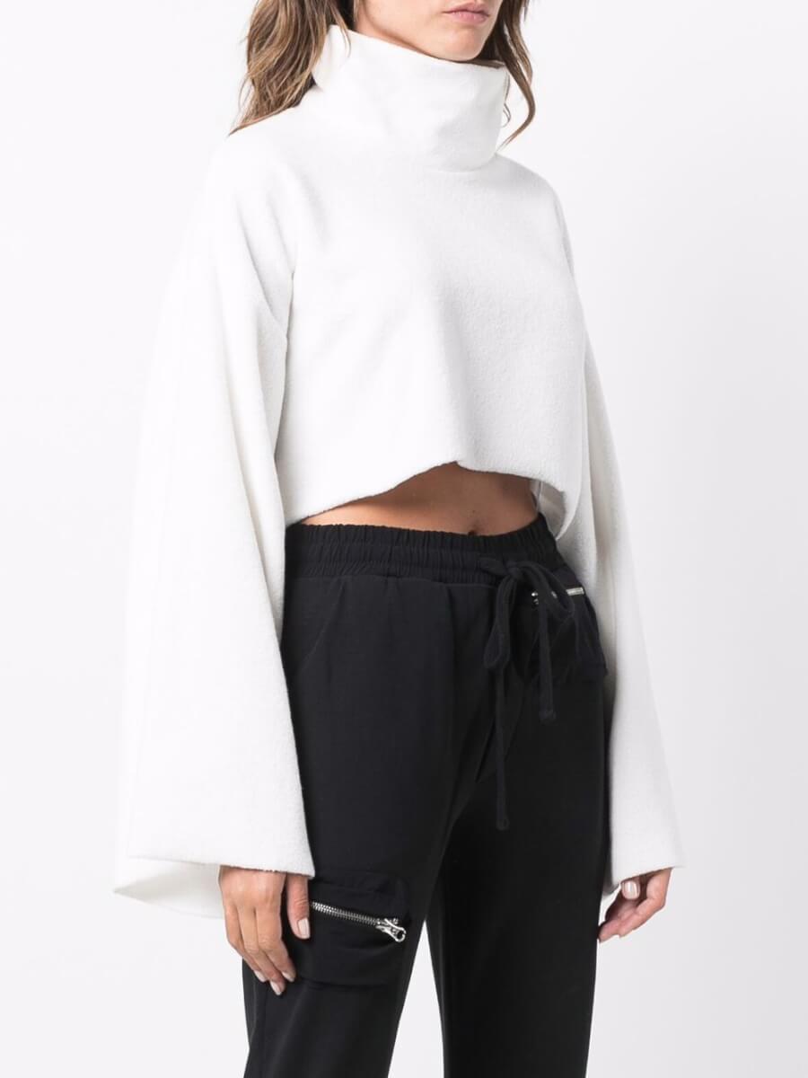 White long sleeve cropped sweater