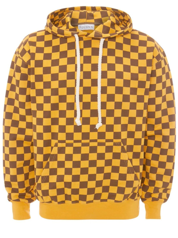 JW Anderson check print cotton hoodie for men