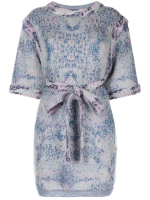 Chanel Pre-Owned belted knitted dress - Blue