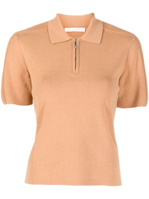 Dion Lee zip-front short-sleeved polo shirt - Brown