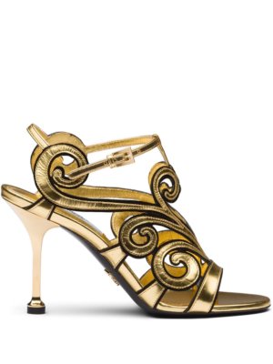 Prada baroque-style ankle strap sandals - Gold