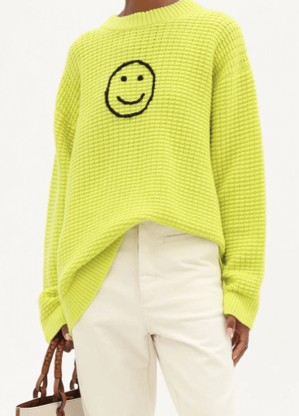 THE ELDER STATESMAN Smiley-embroidered waffle-knit cashmere sweater £1,495