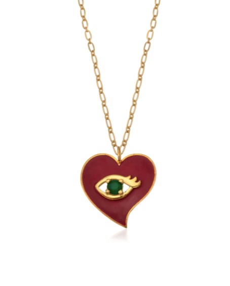 Milou Jewelry | RED HEART PENDANT NECKLACE WITH EVIL EYE | £136.00