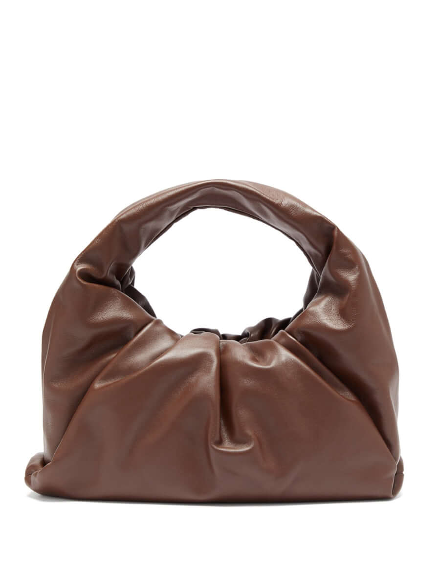 Brown rouched shoulder bag