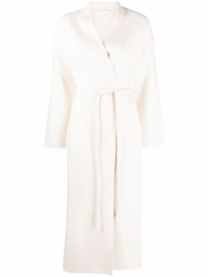 ANINE BING wool-cashmere blend wrap coat - White