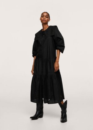 Broderie anglaise dress black - Woman - 14 - MANGO