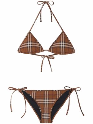 Burberry check-pattern bikini - Brown