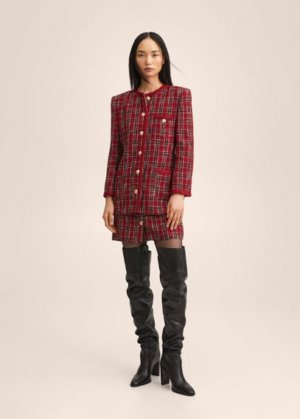Buttoned tweed jacket red - Woman - M - MANGO