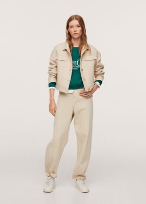 Buttoned wool jacket medium brown - Woman - XXS - MANGO