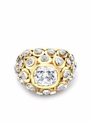 Cartier pre-owned 18kt yellow gold Retro Paris diamond bombé ring