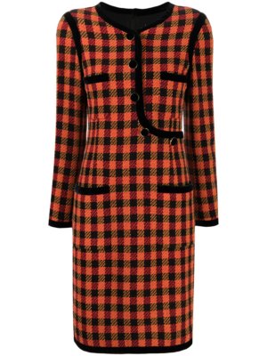 Chanel Pre-Owned 1990s check pattern dress - Orange