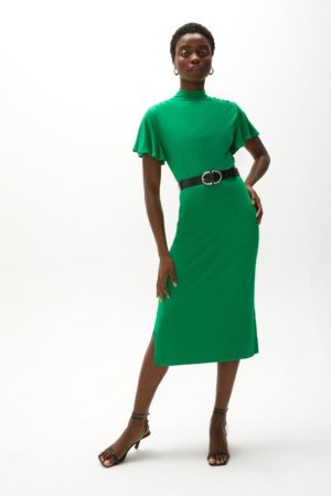 Coast Belted Angel Short Sleeve Midi Dress -, Green