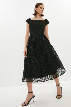 Coast Embroidered Midi Dress -, Black