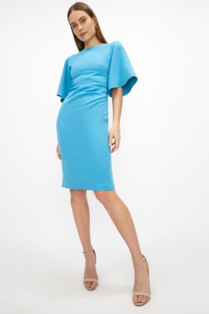 Coast Flare Sleeve Ruche Waist Midi Dress -, Bright Blue