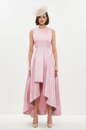 Coast High Low Structured Twill Midi Dress -, Pink