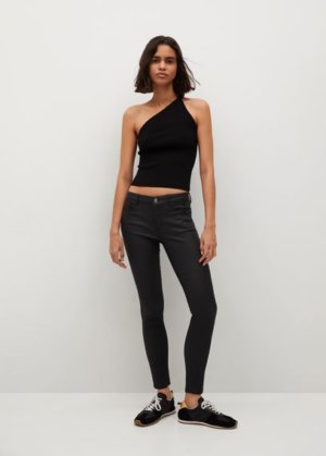 Coated Kim skinny push-up jeans black - Woman - 4 - MANGO