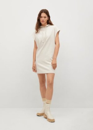 Cotton hoodie dress light/pastel grey - Woman - 4 - MANGO