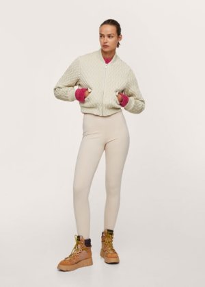 Crop texture jacket ecru - Woman - S - MANGO