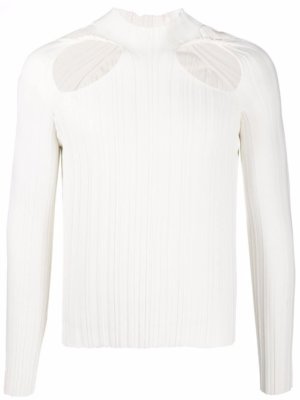 Dion Lee cut out-detail ribbed top - White