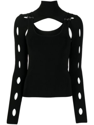 Dion Lee cut-out layered long-sleeve top - Black