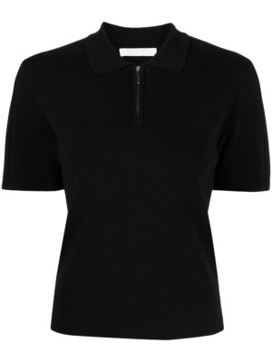 Dion Lee half-zip short-sleeved polo top - Black