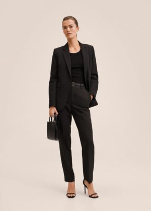 Fitted essential suit jacket black - Woman - 4 - MANGO