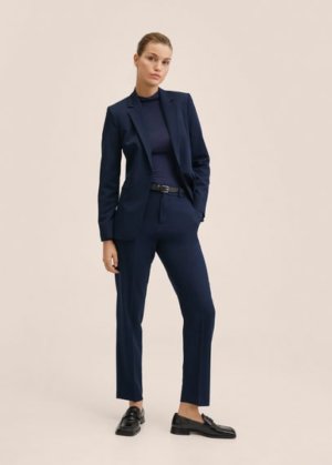 Fitted essential suit jacket dark navy - Woman - 10 - MANGO