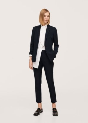Fitted essential suit jacket dark navy - Woman - 12 - MANGO