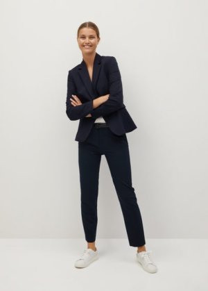Fitted essential suit jacket dark navy - Woman - 6 - MANGO
