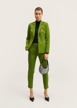 Fitted essential suit jacket green - Woman - 12 - MANGO