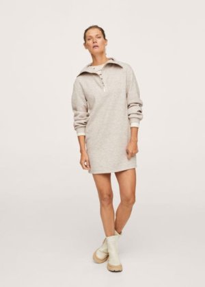 Flecked jersey dress light/pastel grey - Woman - 8 - MANGO