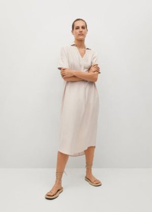 Flowy midi dress beige - Woman - 6 - MANGO