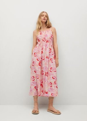 Flowy printed dress ecru - Woman - 8 - MANGO