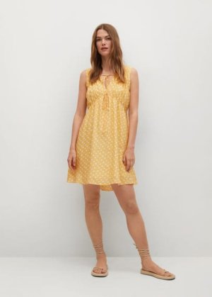 Flowy printed dress yellow - Woman - 14 - MANGO