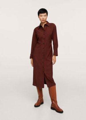 Flowy shirt dress maroon - Woman - 16 - MANGO