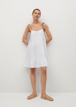 Frill cotton dress off white - Woman - 14 - MANGO