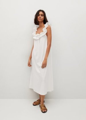 Frill cotton dress off white - Woman - 8 - MANGO