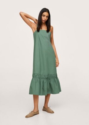 Frill cotton dress olive green - Woman - 10 - MANGO