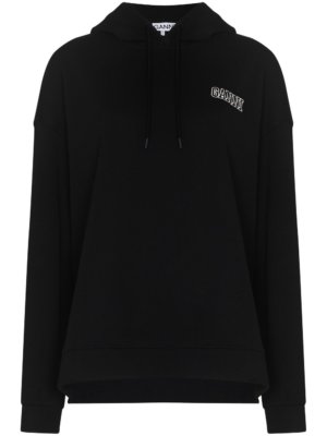 GANNI Software embroidered logo hoodie - Black