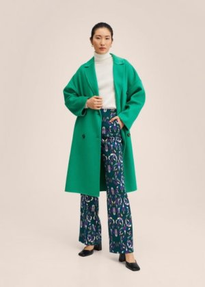 Handmade wool coat green - Woman - XS - MANGO