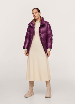 Hood quilted coat purple - Woman - XS - MANGO