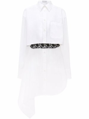 JW Anderson lace-insert shirt dress - White