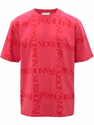 JW Anderson logo grid-print T-shirt - Pink