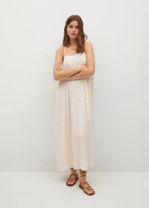 Knit cotton-blend dress ecru - Woman - 8 - MANGO
