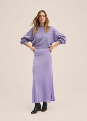 Knit flared skirt light/pastel purple - Woman - S - MANGO