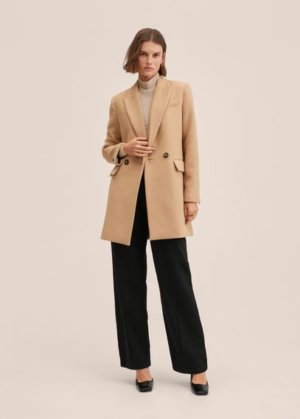 Lapels wool coat beige - Woman - XS - MANGO