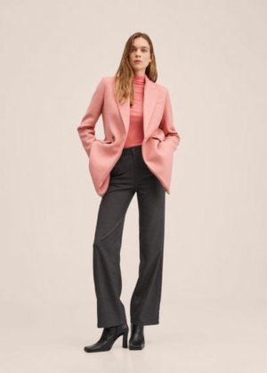 Lapels wool coat pink - Woman - XS - MANGO