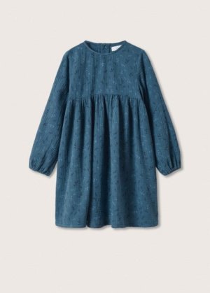 Leaf print dress blue - Kids - 11-12 years - MANGO KIDS