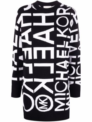 Michael Michael Kors intarsia-knit logo knitted dress - Black